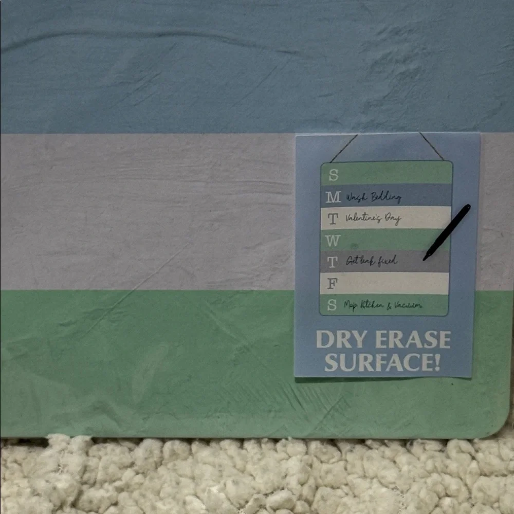 Striped Dry Erase Surface Board - Blue, White & Green
